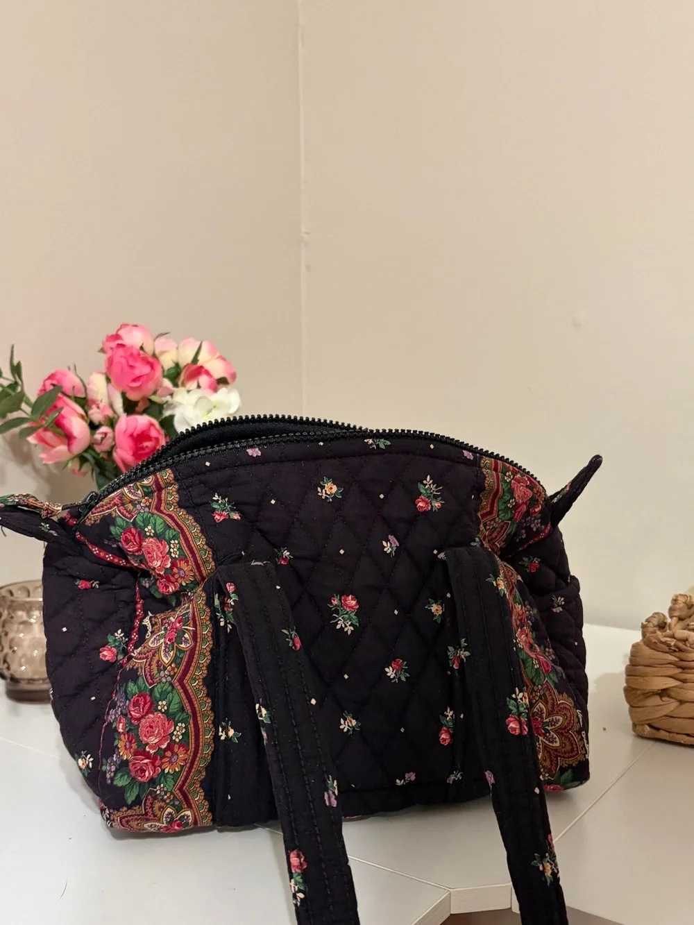 Vera Bradley Petit Point Vintage Mini Duffle Shoulder Bag